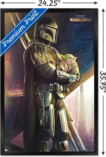 Vista 3 de Trends International Star Wars: The Mandalorian - Póster de pared, 22.375 x 34 pulgadas, versión enmarcada en negro