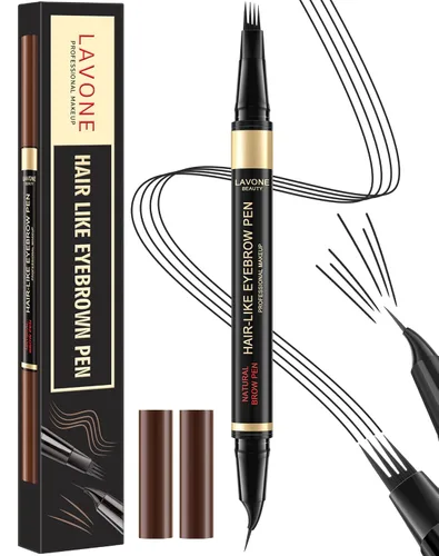 Vista 17 de LAVONE Lápiz de cejas 2 en 1 para mujer con lápiz de cejas microblading de 4 puntas y lápiz de cejas curvado y preciso, lápiz de cejas impermeable