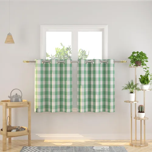 Vista 9 de Cortinas de 24 pulgadas de largo con diseño Buffalo Check Gingham Plaid para ventanas de cocina y baño, tratamiento para ventanas con 2 paneles