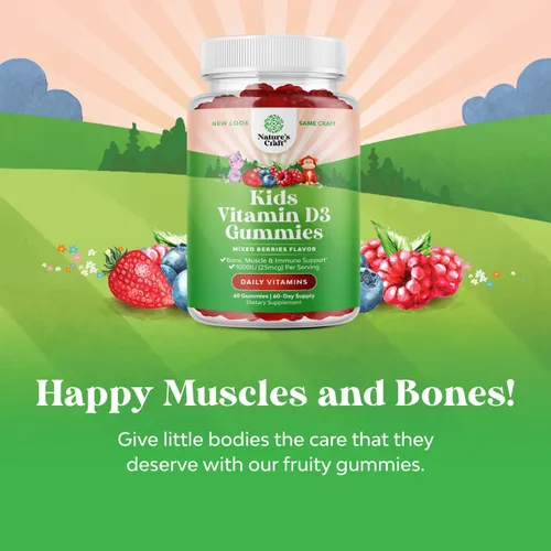 Vista 2 de Gomitas masticables de vitamina D para niños, deliciosa vitamina D de 1000 UI por porción, gomitas de apoyo inmunológico para niños pequeños