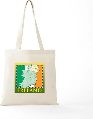 Vista 5 de CafePress Ireland Map and Flag Tote Bag Reusable Natural Beige Canvas Shopping Bag