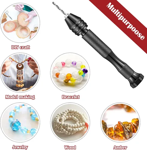 Vista 5 de Vinsot 95 brocas de micro mano, tornillo de banco de 1 pin y 94 piezas de micro torsión y PCB mini brocas para bricolaje, joyería de madera, cuentas