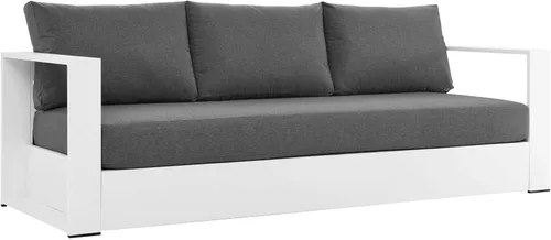 Vista 12 de Modway Tahoe - Sofá de aluminio para patio exterior en gris carbón
