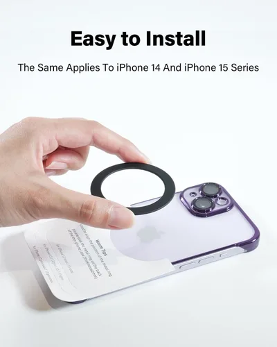 Vista 3 de Jeluse Paquete de 6 anillos universales de metal compatibles con Magsafe Sticker/iPhone/Samsung/Android todos los teléfonos celulares, anillo