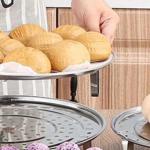 Vista 4 de Steaming Rack, Stainless Steel Steam Tray Stand with Removable Leg Multifunctional Cooking Bread Cooling Plate for Kitchen Tool (20cm)