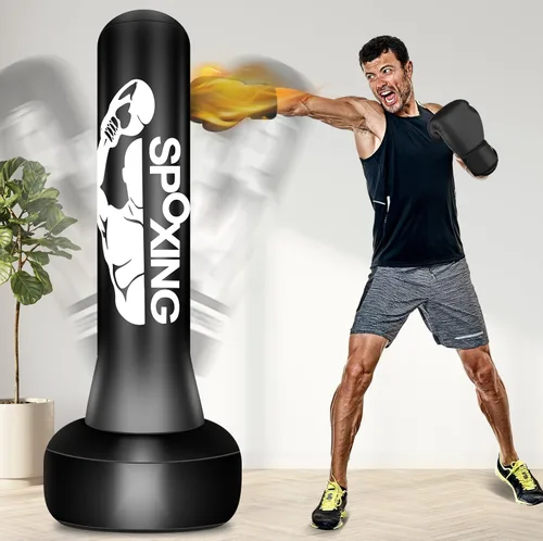Vista 9 de Freestanding Punching Bags for Adults Teens - 70" Heavy Bag with Stand Men Standing Boxing Inflatable Kickboxing Training MMA Muay Thai Fitness