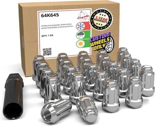 Vista 32 de Piezas de accesorios de rueda, 20 piezas de 1/2 "-20 roscas estriadas de 3.35 pulgadas de largo, tuercas hexagonales negras para Ford Mustang Jeep