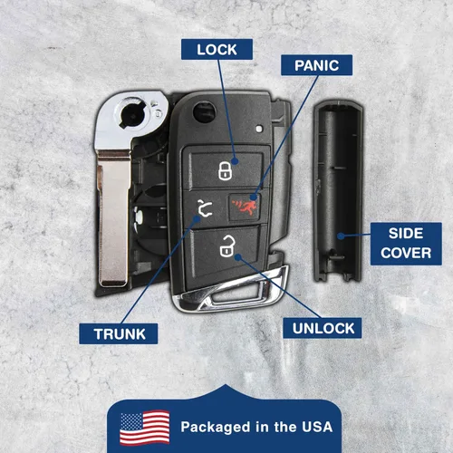 Vista 6 de Carcasa de funda para llave remota sin llave para VW Volkswagen (NBGFS12P01)