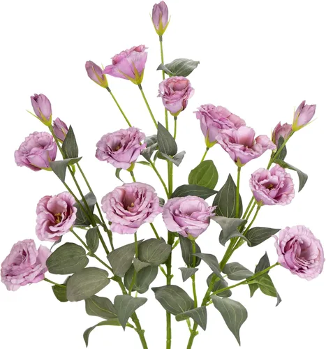 Vista 9 de Flores artificiales de seda de color blanco crema de 34.5 pulgadas, 3 piezas, flores de Eustoma Lisianthus con tallo largo, ramas de arreglo