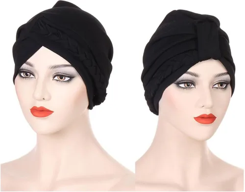 Vista 3 de Lucky staryuan Gorros para el cáncer de quimioterapia para mujer, suave y preatado, trenzado trenzado, turbante