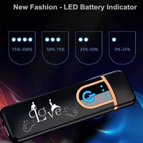 Vista 7 de Encendedor electrónico recargable por USB, mini pantalla táctil creativa, pantalla LED, resistente al viento, sin llama con cable de carga, silencio