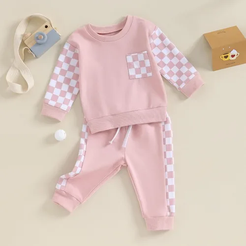Vista 2 de BeQeuewll Ropa para bebé niña, trajes de otoño e invierno, sudadera de manga larga, sudadera y pantalones para niños pequeños