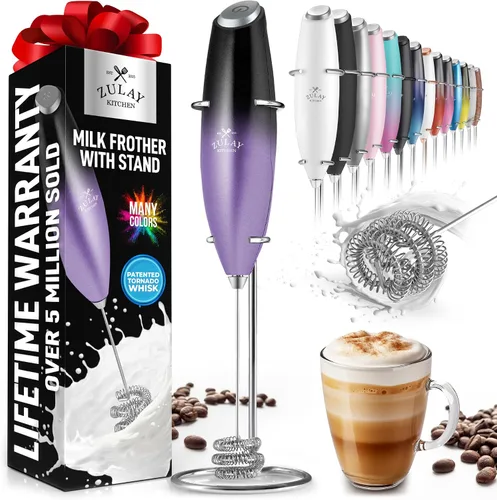 Vista 303 de Zulay Milk Boss Espumador de leche potente manual, hace espuma para latte, batidor para mezclar bebidas, café, miniespumador para capuchino, frappé