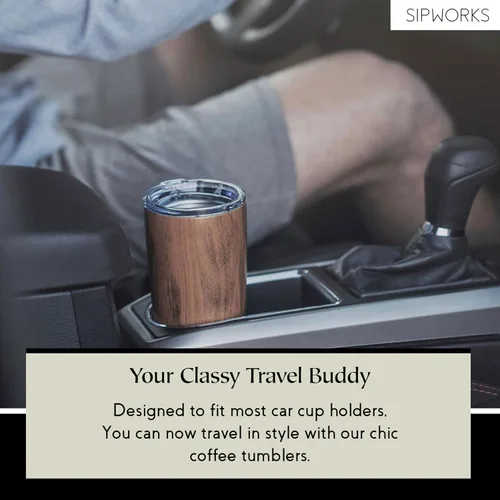 Vista 7 de Sipworks Vaso de café – Taza de café de viaje aislada de 20 onzas, resistente a derrames, de acero inoxidable, taza de café grande con tapa