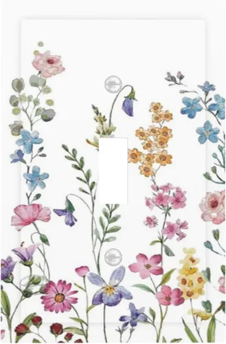 Vista 80 de Placa de Pared en Blanco de 1-Gang Sin Dispositivo Beige Lindo Vintage Boho de los 70s Hongo Fungus Planta Floral Botánica Libélula Interruptor