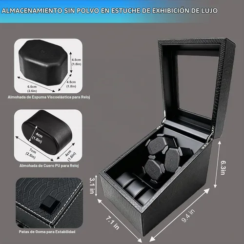 Vista 3 de Watch Winder + Watch Storage Box with Japanese Quiet Motor