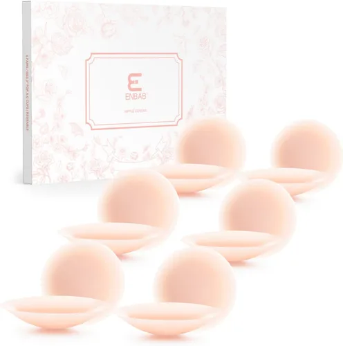 Vista 11 de ENBAB Nipple Covers for Women, Reusable Adhesive Silicone Bra Pasties for No Show Strapless Dress