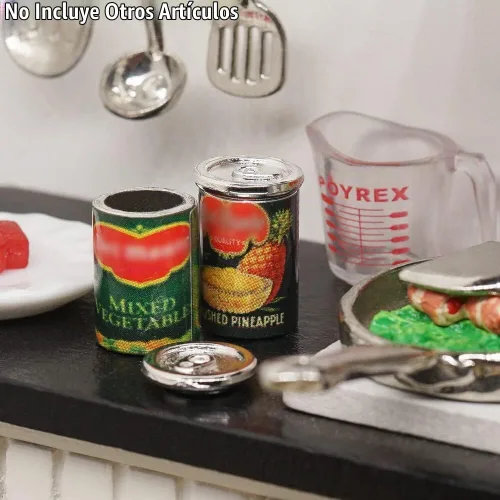Vista 6 de Odoria 1/12 latas de comida en miniatura 5pcs casa de muñecas accesorios de cocina