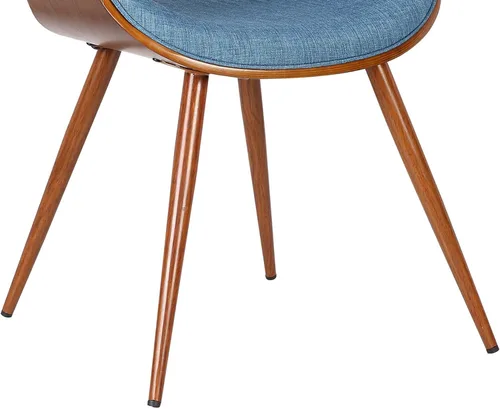 Vista 9 de Armen Living Silla de comedor de mariposa estilo mediados de siglo en acabado de nogal y tela azul - Juego de 4