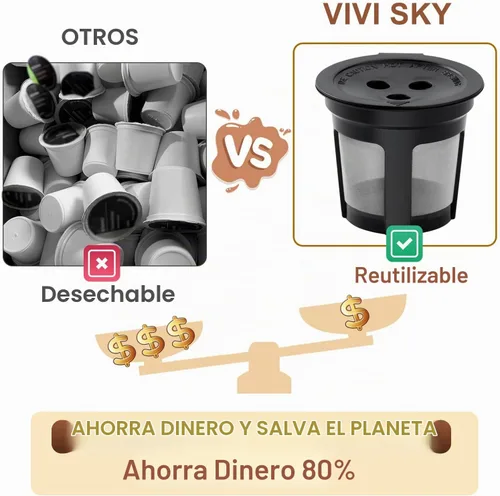 Vista 4 de Paquete de 5 cápsulas de café reutilizables Ninja: tazas K reutilizables para cafetera Ninja, filtros de café recargables para 3 agujas Ninja