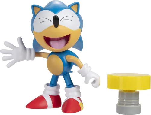 Vista 2 de Sonic The Hedgehog - Figura de acción clásica de Sonic con resorte coleccionable de 4 pulgadas