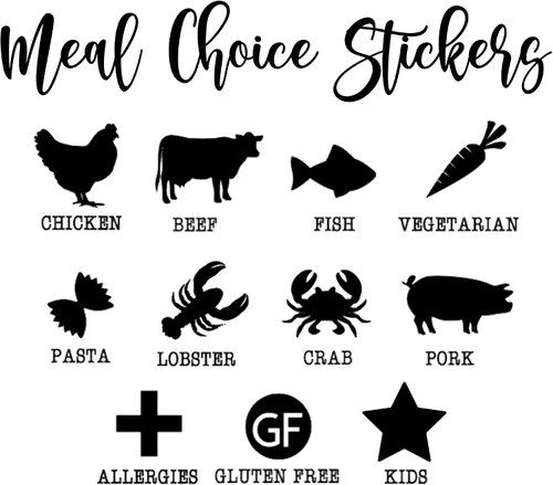 Vista 4 de Meal Indicator Stickers (set of 100) - Menu Choice Icons - Entree Stickers for Place Cards - Escort Card Stickers -Minimalist Meal Choices - Unique
