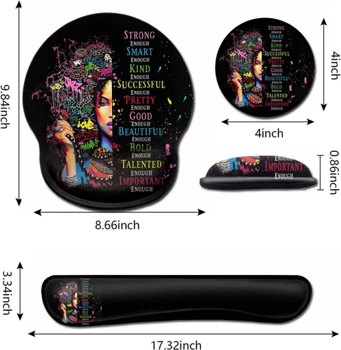 Vista 2 de Alfombrilla de mouse ergonómica con gel de soporte para muñeca, cómoda alfombrilla de mouse inalámbrica, alfombrilla de mouse para aliviar el dolor
