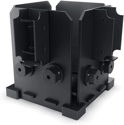 Vista 11 de OZCO Kit de base de poste de madera de hierro, 6 x 6 pulgadas, 1 kit con herrajes, negro