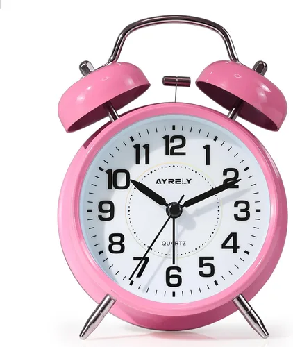 Vista 11 de AYRELY® Reloj despertador de campana doble súper fuerte para adultos de sueño pesado, 4 pulgadas, retro, silencioso, sin tictac, con luz nocturna