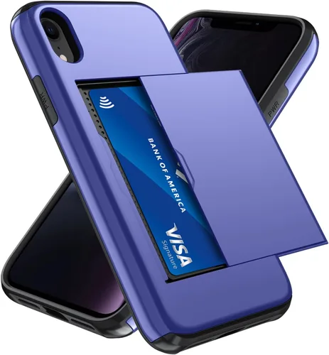 Vista 120 de Qinmay Funda compatible con iPhone 7 Plus/8 Plus con tarjetero, doble capa a prueba de golpes, funda protectora resistente con ranura oculta Negro
