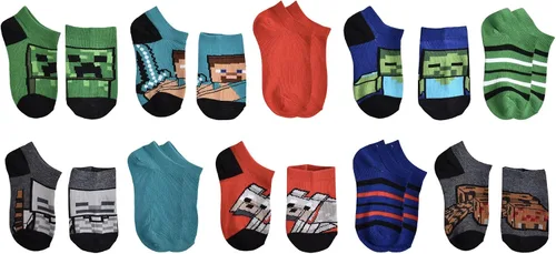 Vista 2 de Minecraft Calcetines de corte bajo para niños paquete de 6 pares