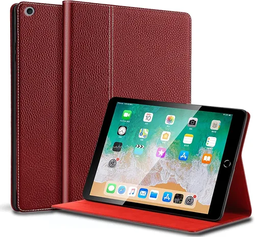 Vista 8 de Funda para iPad de 10.2 pulgadas, 9ª/8ª/7ª generación 2021/2020/2019, piel auténtica, función de encendido y apagado automático. Negro clásico