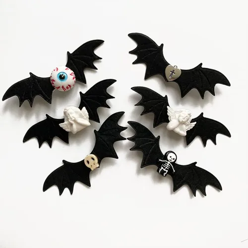 Vista 6 de 1 par de pinzas para el cabello de Halloween, ojo de diablo, accesorios para el cabello, disfraz de cosplay, disfraz de murciélago y cuernos