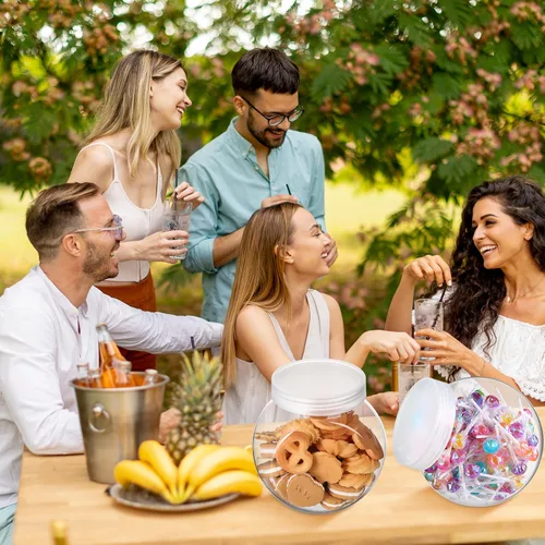 Vista 5 de Umigy 2 juegos de tarros de plástico transparente para dulces con tapas y cucharas, tarros de galletas transparentes de 42 onzas para despensa