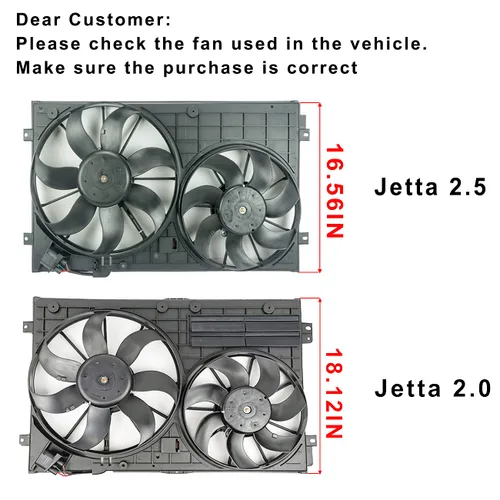 Vista 2 de VW102 Reemplazo de ventilador de refrigeración de doble radiador y condensador para Volkswagen Jetta 2.0L VW Tiguan para Audi A3 TT