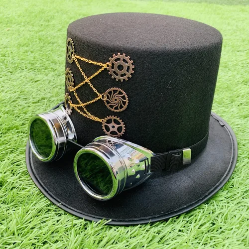Vista 3 de Gorro Steampunk para hombre para fiesta color negro