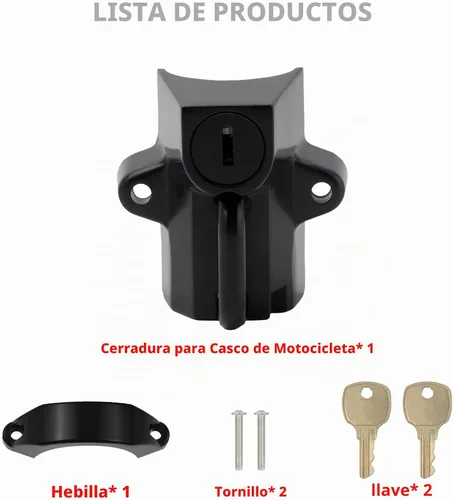 Vista 5 de Kit de bloqueo de seguridad para casco de motocicleta para tubos Negro