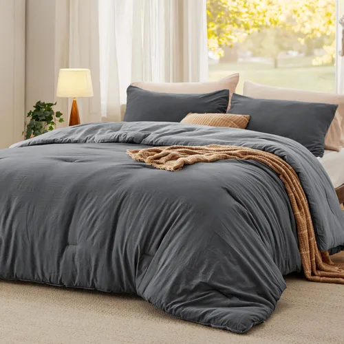 Vista 30 de Bedsure Juego edredón suave prelavado individual/individual XL, 365 días, cálido relleno alternativo GentleSoft™, 1 edredón ligero:68x88 pulgadas