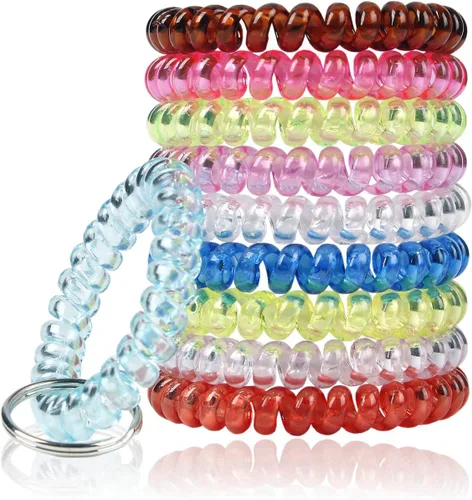 Vista 9 de BIHRTC Llavero elástico flexible de la pulsera de la primavera de la bobina espiral de la transparencia, al azar