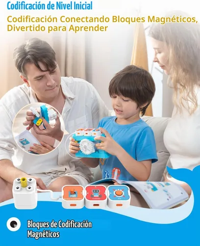 Vista 4 de WhalesBot Juguete de codificación A1 para niños, robot de bloques de construcción, divertido juguete STEM con controlador magnético y bloques
