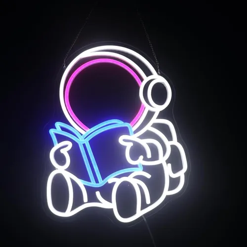 Vista 18 de Astronaut Skateboarding" Space Adventure Light - Arte de pared LED genial y que desafía la gravedad para sala de juegos, dormitorio, decoración
