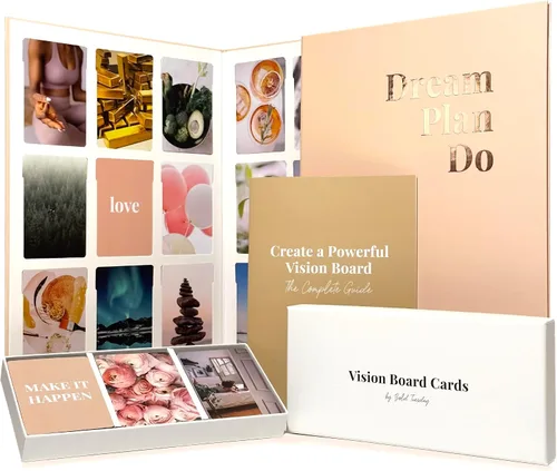 Vista 8 de Libro de tablero de visión para mujeres - Más de 1000 imágenes diversas, citas, ejercicios de autodescubrimiento Kit completo de suministros