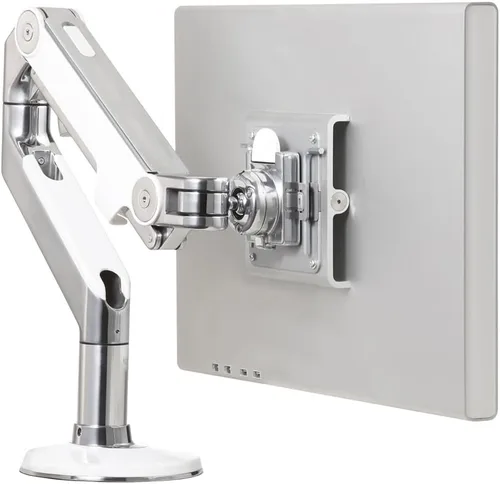 Vista 4 de Humanscale Brazo articulado ajustable para monitor de computadora M8, ambos soportes de abrazadera y perno a través de montaje con base - negro