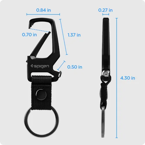 Vista 2 de Spigen Life Carabiner Key Ring Clip, Car Keychain Clip, Bottle Opener Key Chain Ring for Men and Women