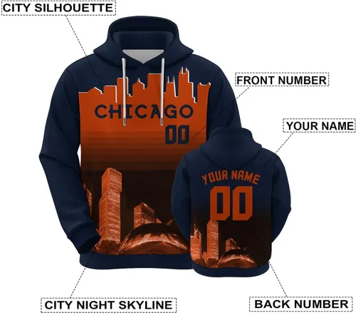Vista 79 de Custom Football Hoodies City Night Skyline Personalized Sweatshirt Name Number Fan Gift Pullover for Men Women Youth