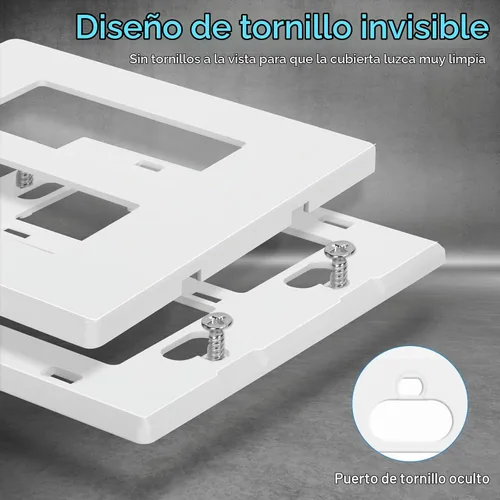 Vista 3 de Paquete de 2 cubiertas de salida de decoración de placa de pared sin tornillos de 2 bandas