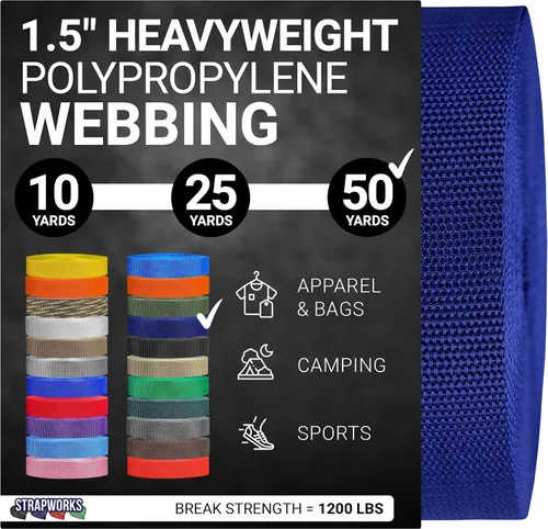 Vista 62 de Strapworks Heavyweight Polypropylene Webbing - Heavy Duty Poly Strapping for Outdoor DIY Gear Repair, 1.5 Inches
