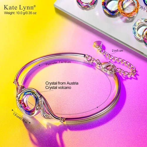 Vista 2 de Kate Lynn "Rise From the Ashes" Phoenix Bracelet Made with Crystals from Austria, Adjustable Bangle Bracelet for Women 7"+2", Packaged with Jewelry