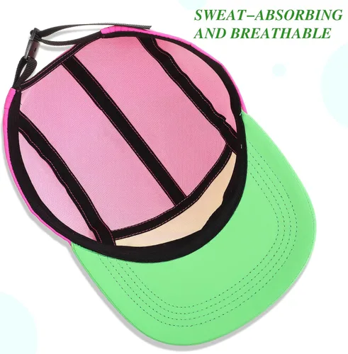 Vista 5 de Cindeer 80s 90s Neon Hat Nylon Cap Retro Adjustable Cap for Women Men 80s Costumes Accessories 90s Theme Party