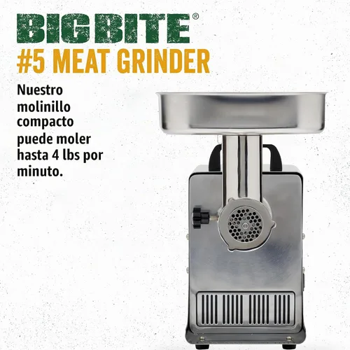 Vista 2 de Molinillo de carne eléctrico Big Bite de acero inoxidable, marca LEM Products Kitchen Appliance for Home Use, Compact Food Processor for Grinding